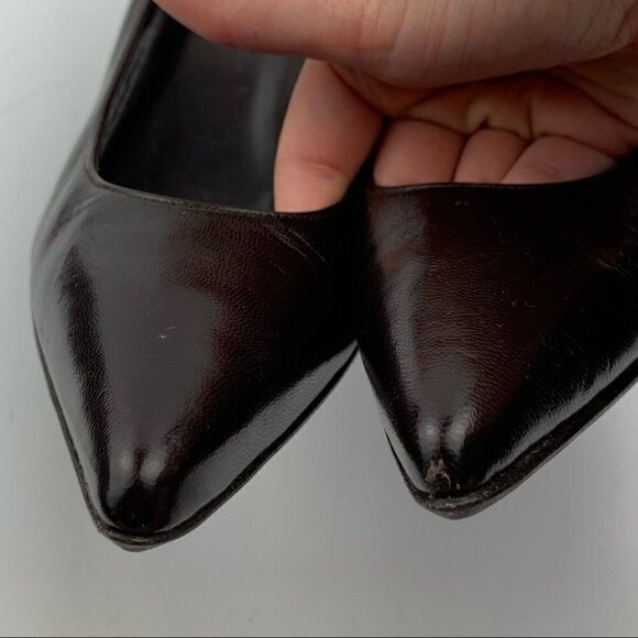 Stuart Weitzman heels 6.5 chocolate brown leather - Picture 8 of 11